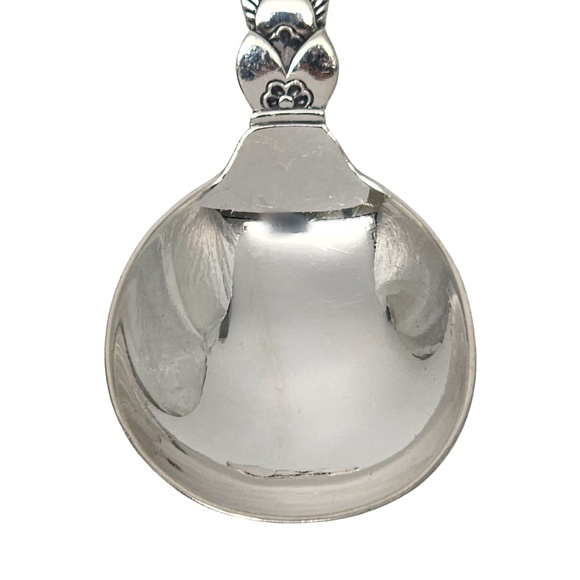 Georg Jensen Denmark Cactus Sterling Silver Curved Handle Baby Spoon Engr #18325 - Picture 7 of 10